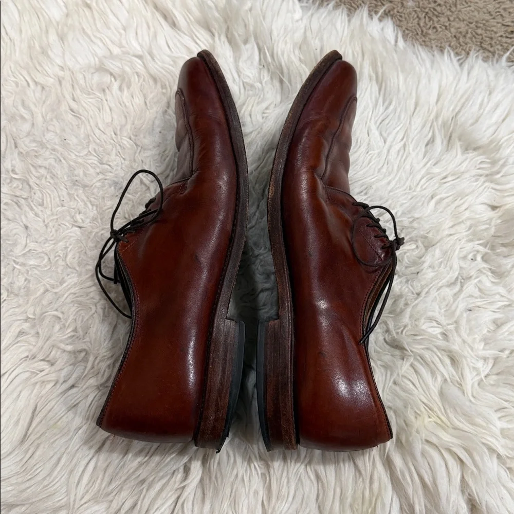 ALLEN EDMONDS Delray Tan‎ Brown Oxfords Sz 9 B Split Toe Mens Dress Shoes USA